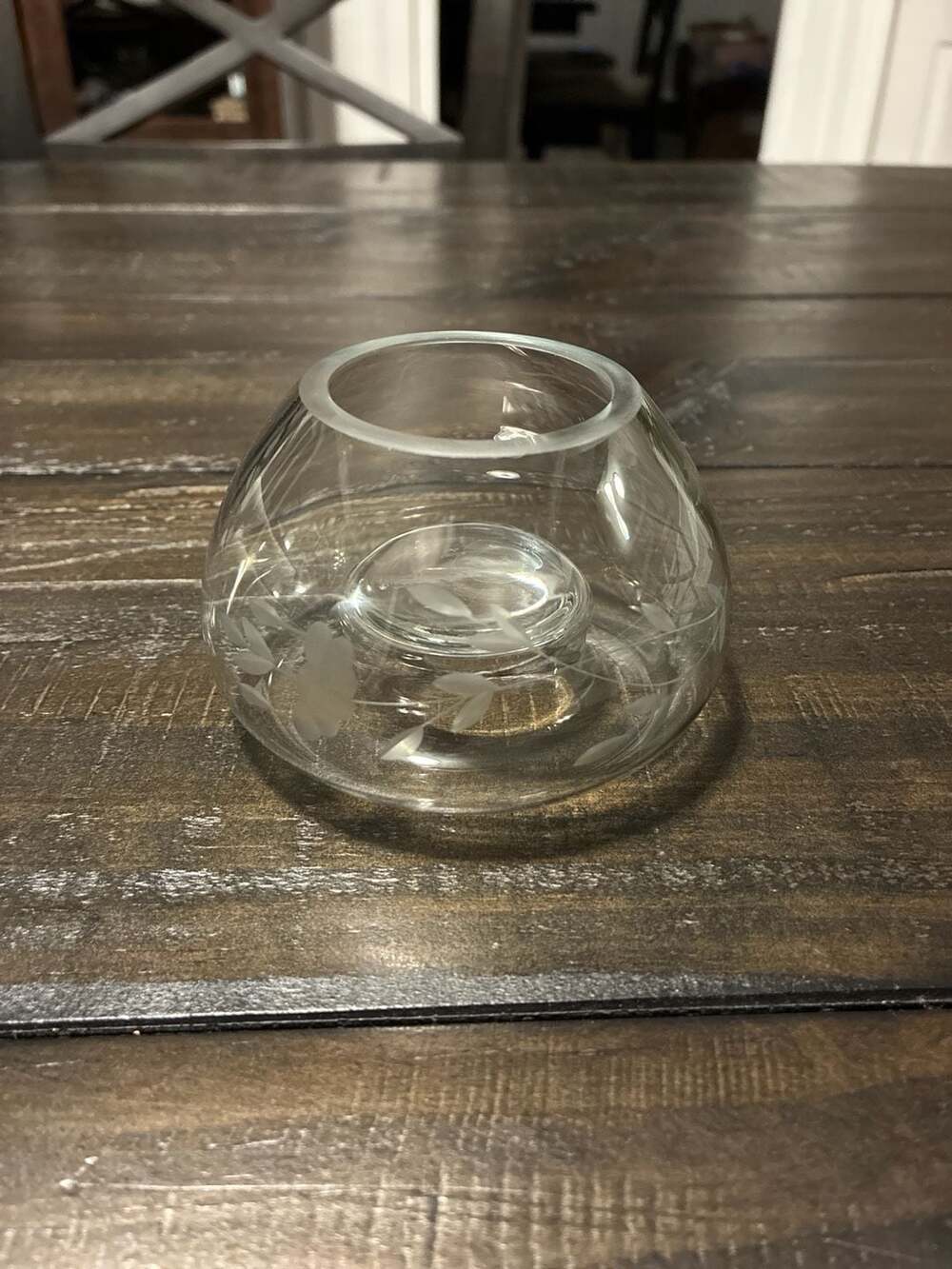 Princess House Crystal Etched Tealight Holder 689